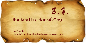 Berkovits Harkány névjegykártya